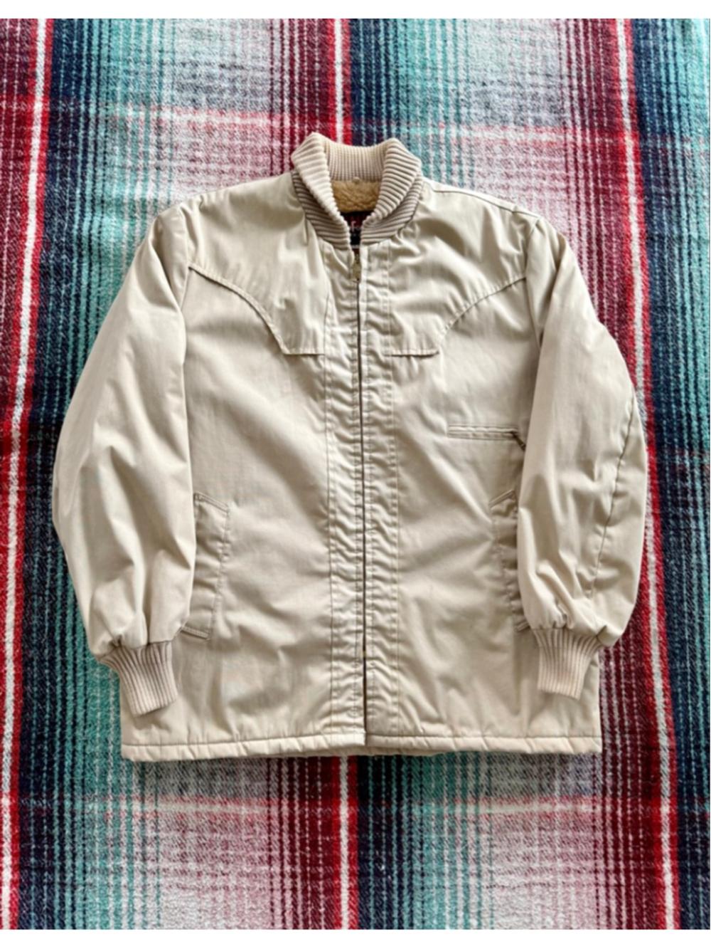 70s Tan Fleece Lined Ranch Coat 44/L